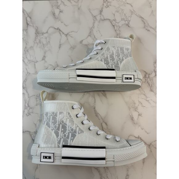 Dior B23 High Top Sneakers White Oblique Monogram Size 44 EU / 10.5 US Men’s - Picture 1 of 10